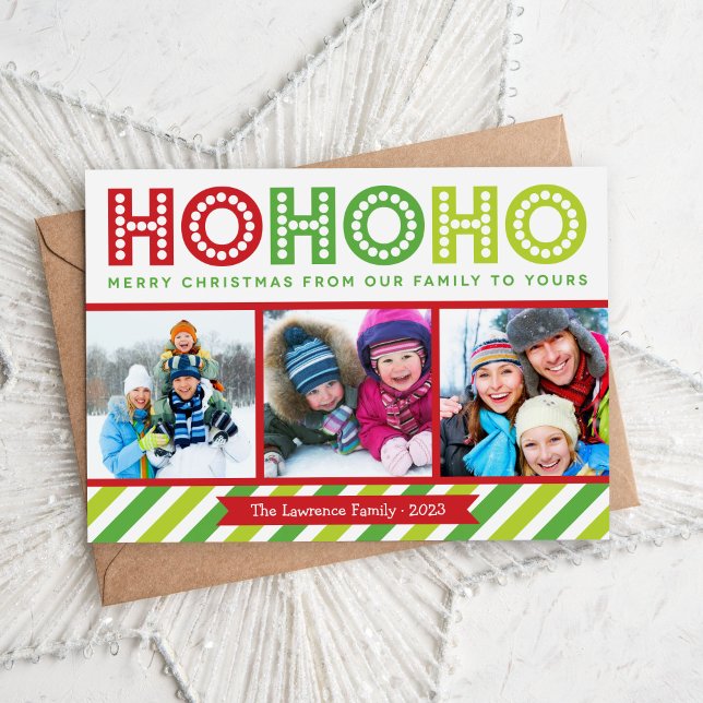 Ho Ho Ho Photo Collage Modern Holiday Card (Creator Uploaded)