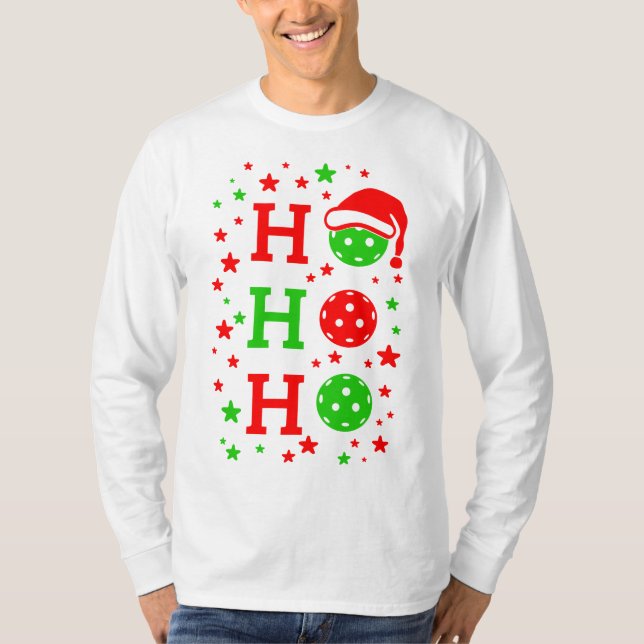 Ho, Ho, Ho Pickleball Christmas T-Shirt (Front)