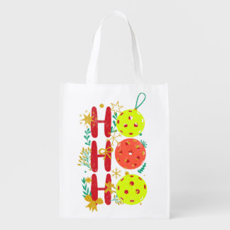 Ho Ho Ho Pickleball Retro Christmas Grocery Bag