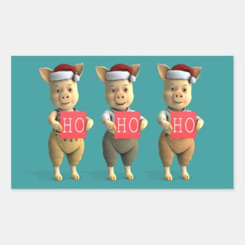 Ho Ho Ho Piglets Rectangular Sticker by Emangl3D at Zazzle