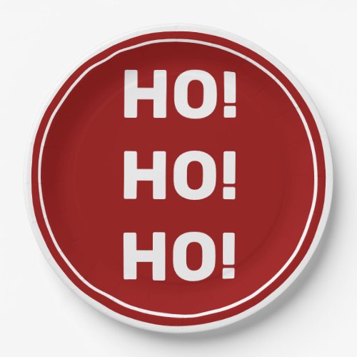 HO Ho HO Red and White Christmas Holiday Paper Plates