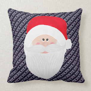 Ho Ho Ho Red Blue Santa Claus Watercolor Throw Pillow