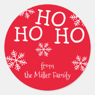 Ho Ho Ho Red Christmas Holiday Personalized Classic Round Sticker