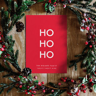 Ho Ho Ho Red Christmas Modern Minimalist Simple Holiday Card
