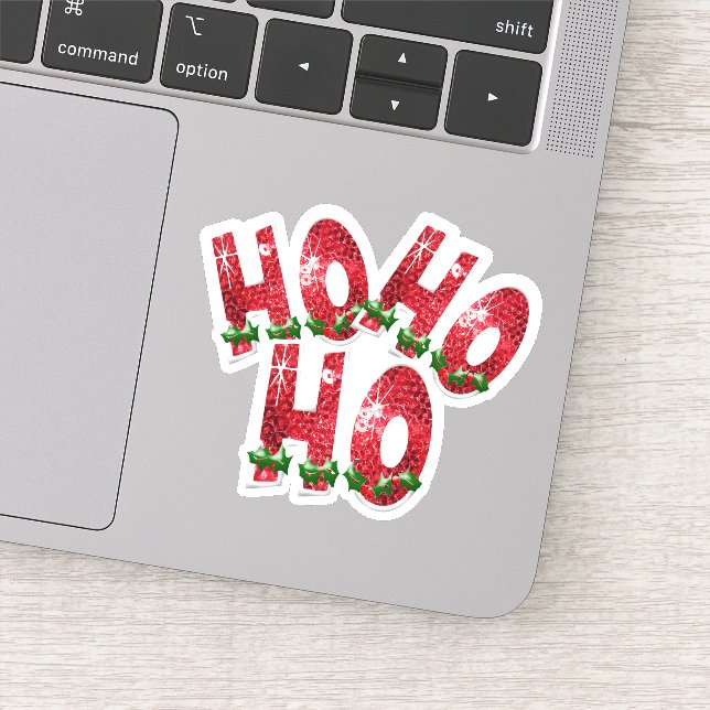 HO HO HO Red Christmas Sticker (Detail)