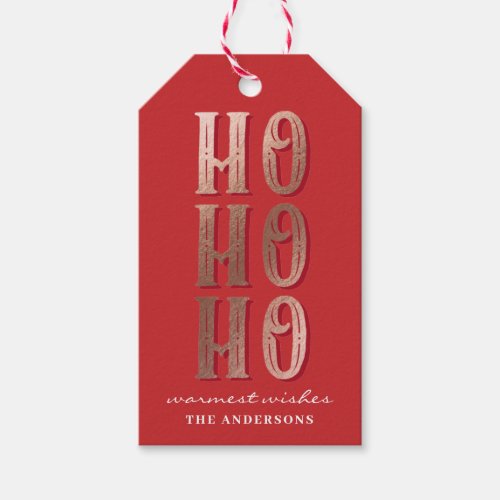 Ho Ho Ho Red Christmas typography Santa Claus  Gift Tags