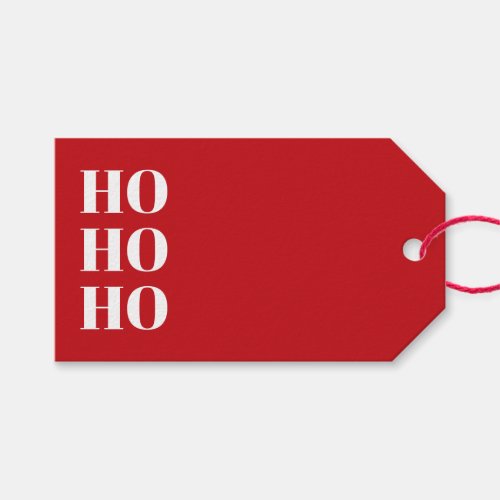 Ho Ho Ho red modern typography blank Christmas Gift Tags
