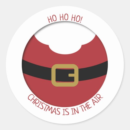 HO HO HO Red Santas belly with belt and beard Classic Round Sticker