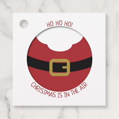 HO HO HO Red Santas belly with belt and beard Favor Tags
