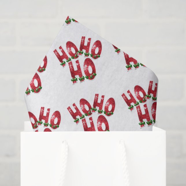 HO, HO, HO! Red Sparkles Christmas Tissue Paper (Gift Bag)