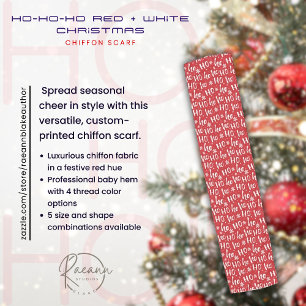 Ho-Ho-Ho Red & White Christmas Chiffon Scarf