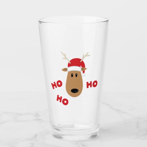 Ho Ho Ho Reindeer Glass
