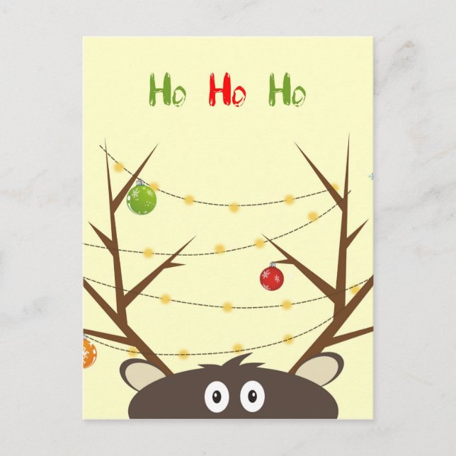 Ho Ho Ho Reindeer Postcard (Front)