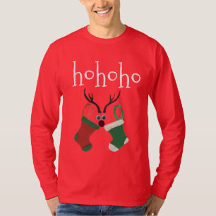 Ho Ho Ho Reindeer Stockings: Fun Christmas T-Shirt