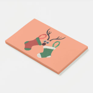 Ho Ho Ho Reindeer Stockings: Fun Christmas T-Shirt Post-it Notes
