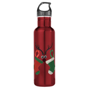 Ho Ho Ho Reindeer Stockings: Fun Christmas T-Shirt Stainless Steel Water Bottle