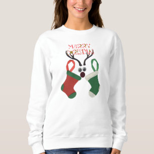 Ho Ho Ho Reindeer Stockings: Fun Christmas T-Shirt Sweatshirt