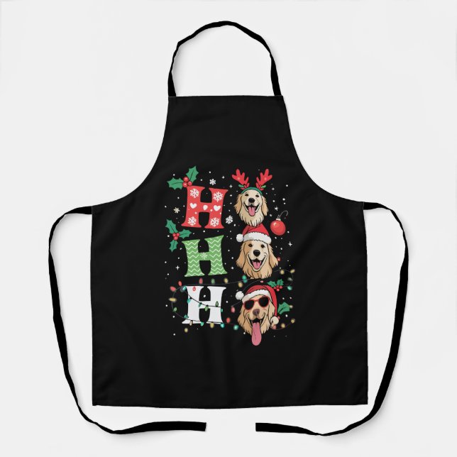 Ho Ho Ho Retrievers Golden Xmas Apron (Front)