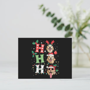 Ho Ho Ho Retrievers Golden Xmas Holiday Postcard