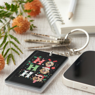 Ho Ho Ho Retrievers Golden Xmas Keychain