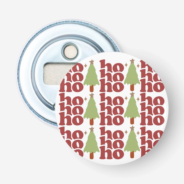 Ho Ho Ho Retro Groovy Christmas Holidays Bottle Opener (Front)