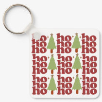 Ho Ho Ho Retro Groovy Christmas Holidays Keychain