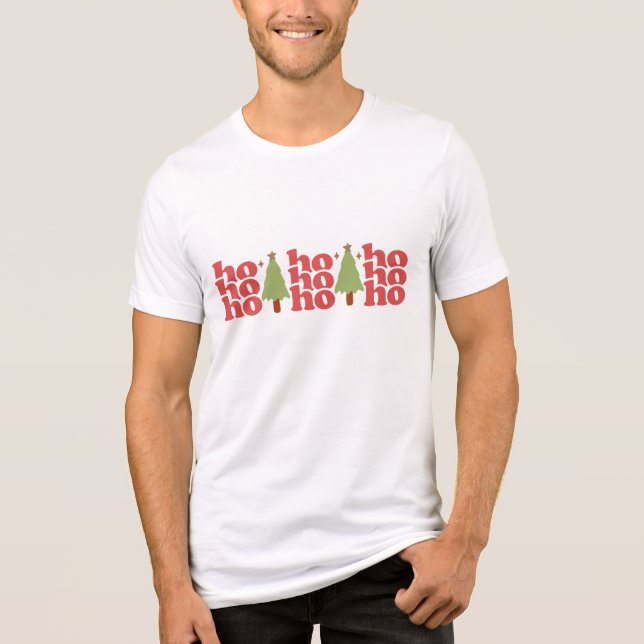 Ho Ho Ho Retro Groovy Christmas Holidays Tri-Blend Shirt (Front)