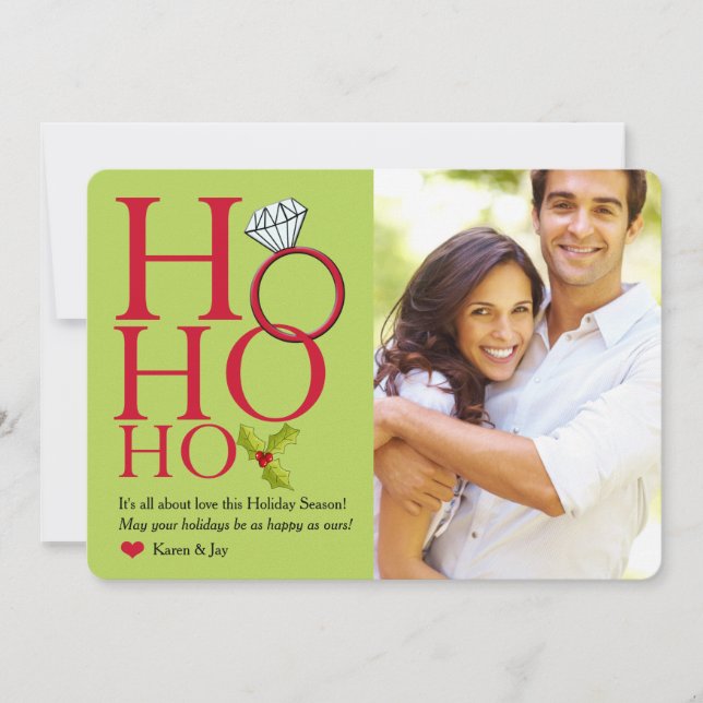 Ho Ho Ho Ring Holiday Photo Card (Front)