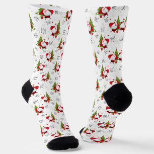 Ho Ho Ho Santa and Christmas Trees Socks