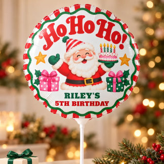 Ho Ho Ho Santa Christmas Birthday Red Green Balloon