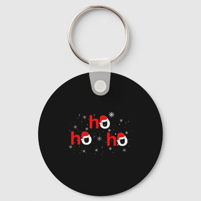Ho Ho Ho Santa Christmas Pajamas Funny Adults Kids Keychain (Front)
