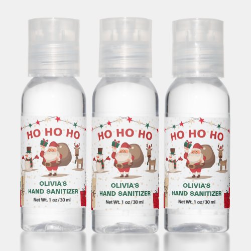 Ho Ho Ho Santa Claus Christmas Kids Personalized Hand Sanitizer