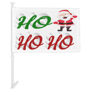 Ho Ho Ho Santa Claus Christmas red green script Car Flag