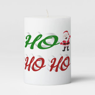 Ho Ho Ho Santa Claus Christmas script  Pillar Candle