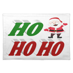 Ho Ho Ho Santa Claus Christmas typography Cloth Placemat