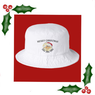 Ho Ho Ho Santa Claus Face Cute Christmas Bucket Hat