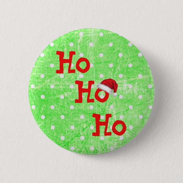 Ho Ho Ho Santa Claus Hat Button (Front)