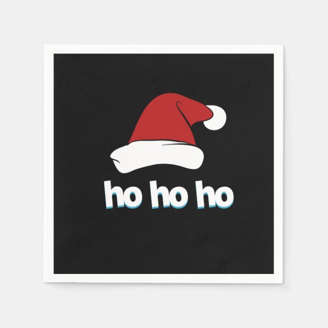 Ho Ho Ho Santa Claus Hat Xmas Christmas Vibes Napkins (Front)