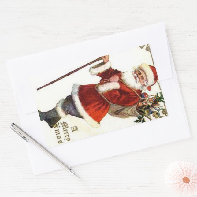 Ho Ho Ho Santa Claus Rectangular Sticker (Envelope)