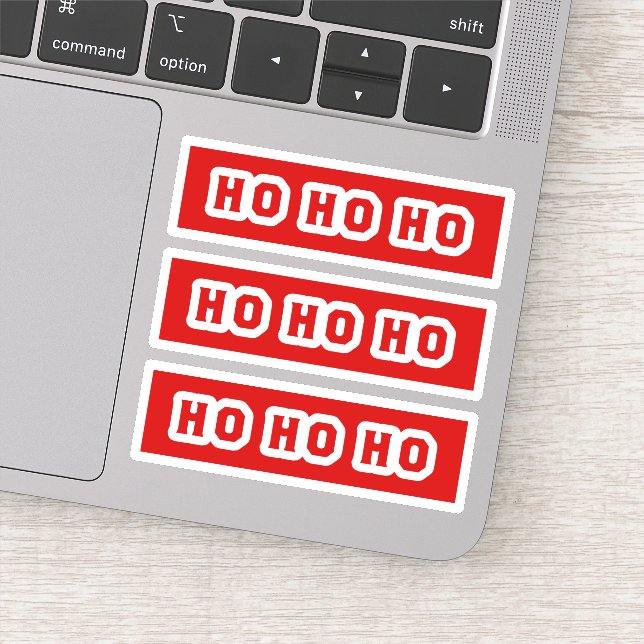 Ho Ho Ho (Santa Claus Says) Red Background x3 Sticker (Detail)