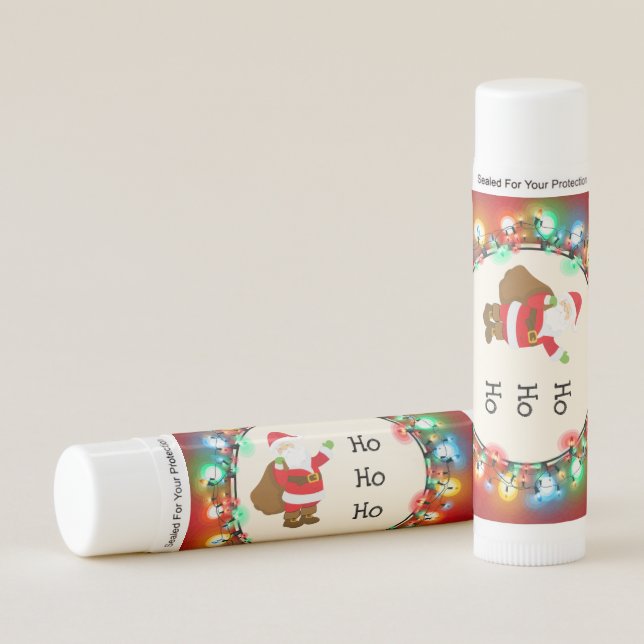 Ho Ho Ho Santa Claus with Christmas Lights Lip Balm (Front)
