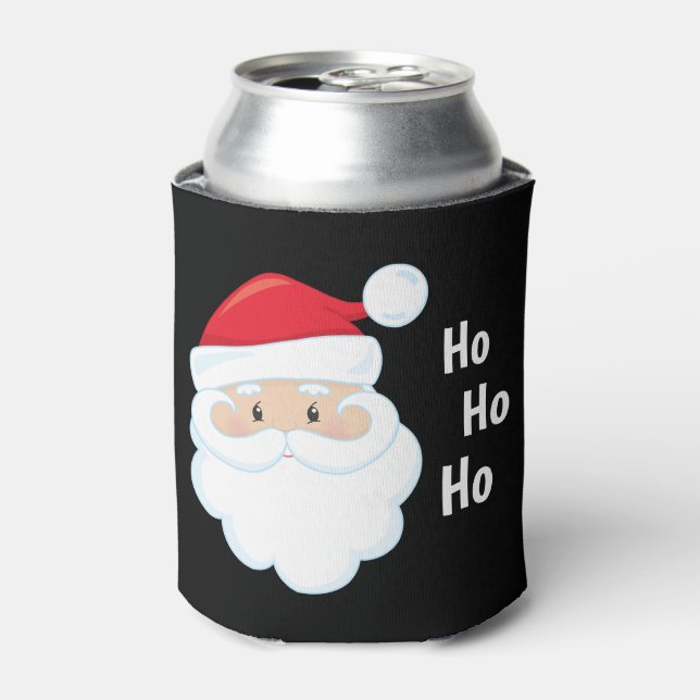 Ho Ho Ho Santa Face Christmas Holidays Can Cooler (Can Front)