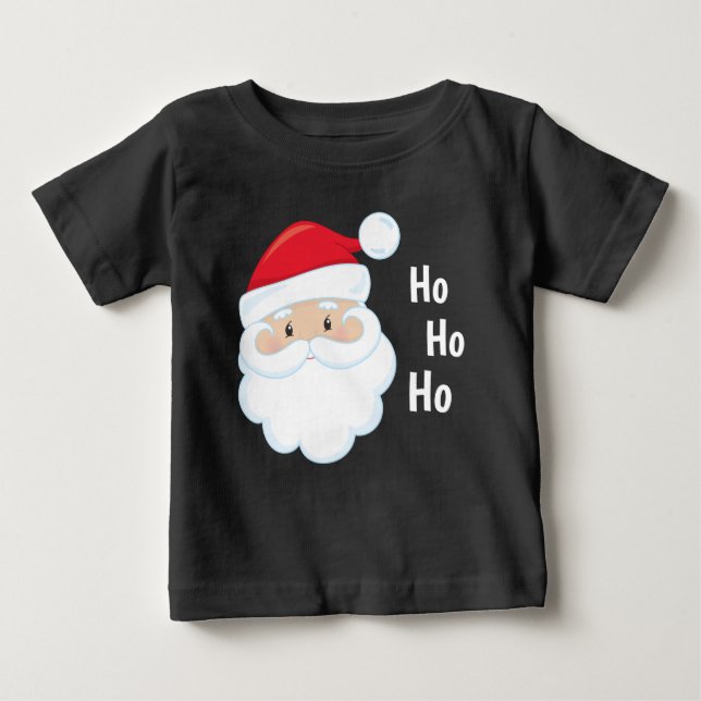Ho Ho Ho Santa Face Christmas Holidays Red White Baby T-Shirt (Front)