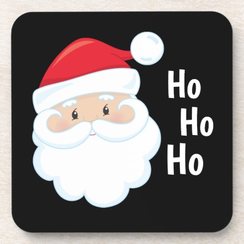 Ho Ho Ho Santa Face Christmas Holidays Red White Beverage Coaster