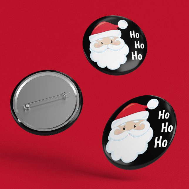 Ho Ho Ho Santa Face Christmas Holidays Red White Button (Creator Uploaded)