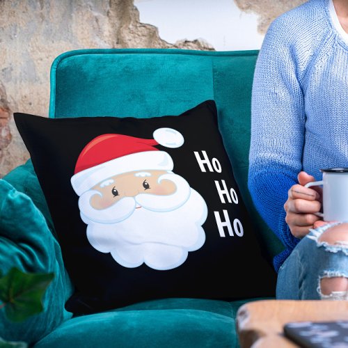 Ho Ho Ho Santa Face Christmas Holidays Red White Throw Pillow