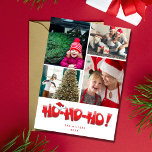 Ho Ho Ho Santa Family Photo Collage Christmas Holiday Card<br><div class="desc">Christmas cards for your family photos inspired by Santa in a cute Ho Ho Ho design. Add four of your favorite family photos and your family name and the year.</div>