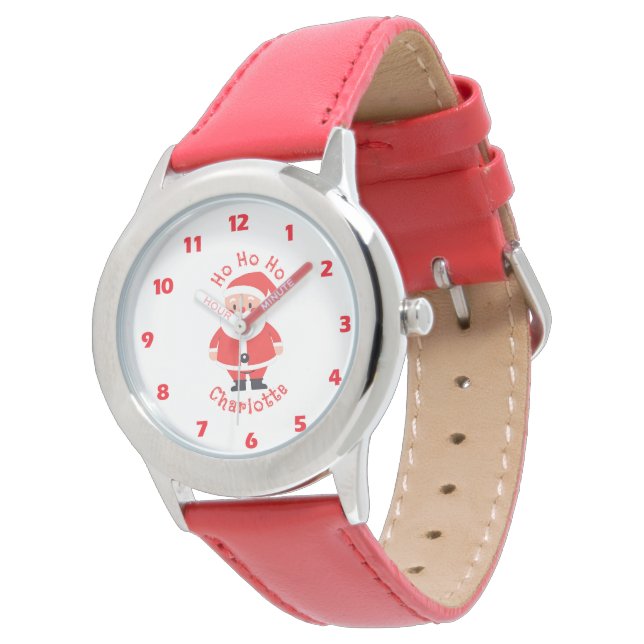 Ho Ho Ho Santa Girls Name Red Kids Watch (Angled)