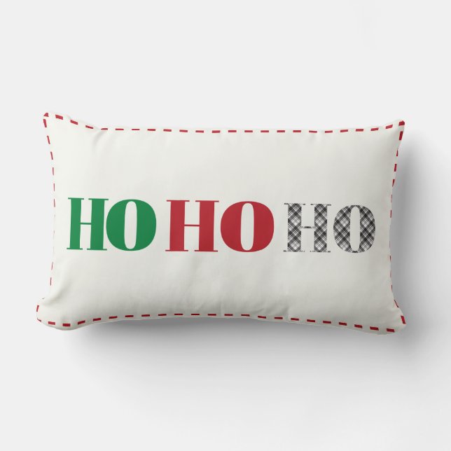 Ho Ho Ho Santa Greeting Holiday Christmas Lumbar Pillow (Front)