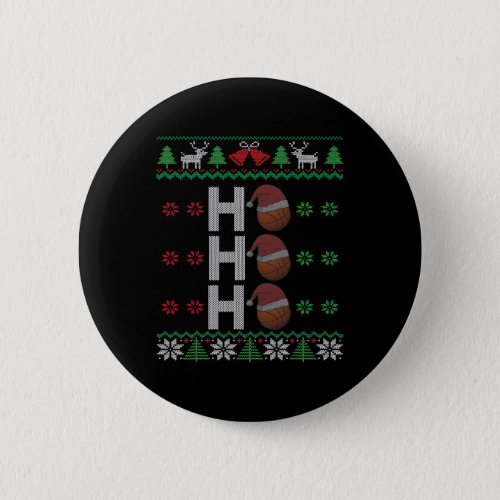 Ho Ho Ho Santa Hat Basketball Player Amp Fan Ugly  Button